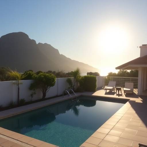 Exterior view of a luxury villa with a swimming pool in Camps Bay, Cape Town