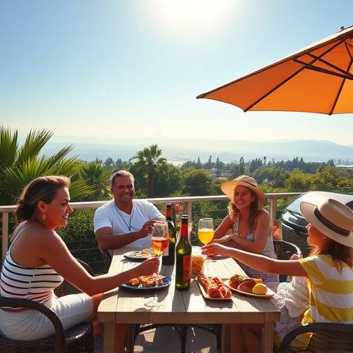 Family enjoying a barbecue on the patio of a Durban home