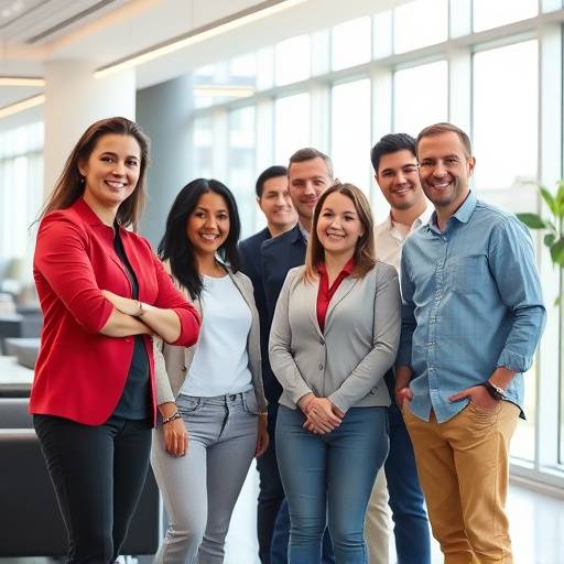 Group of diverse people collaborating on a real estate project in a modern office