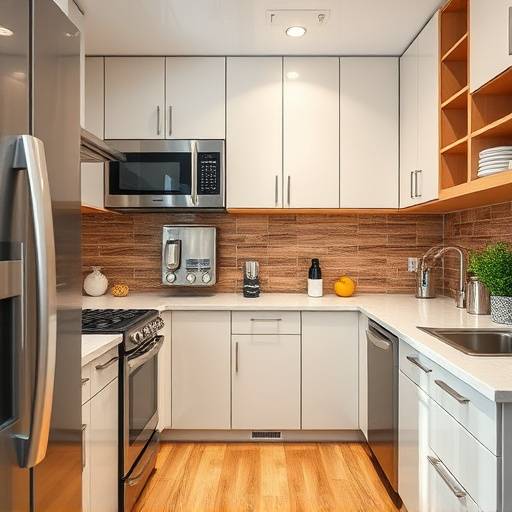 Modern kitchen with stainless steel appliances