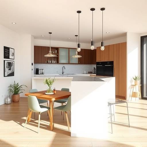 Open-plan kitchen and dining area in a modern Johannesburg apartment