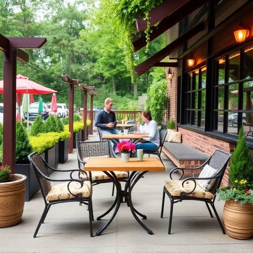 Outdoor patio with seating area