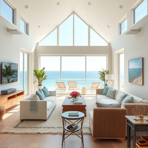 Spacious living room with ocean views